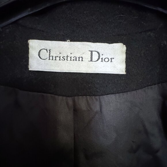 Vintage Christian Dior Wool Coat Womens 6 Black Long Overcoat USA ILGWU - Picture 7 of 12